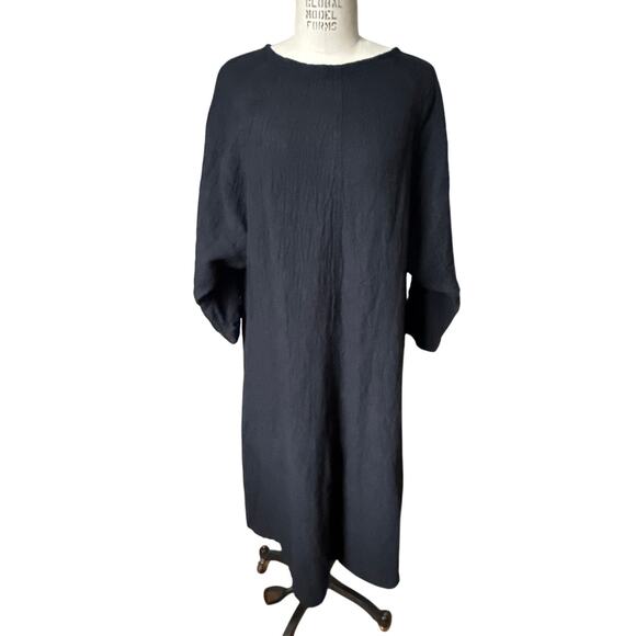 Elizabeth Suzann Dresses & Skirts - Elizabeth Suzann Long Sleeve Black Linen Midi Dress Size Large